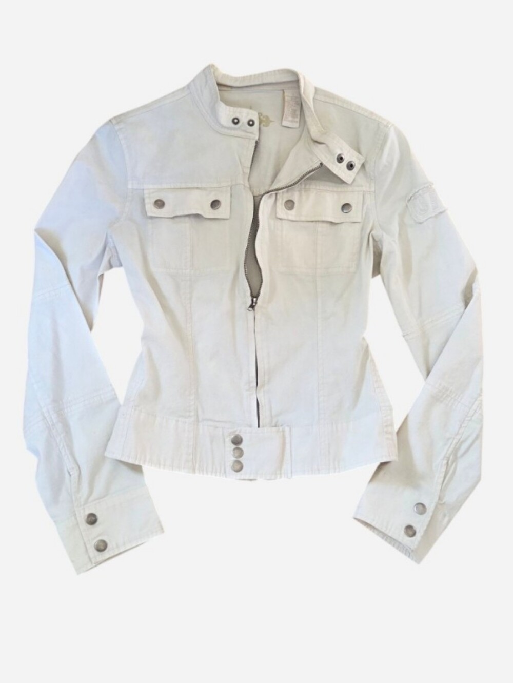 Roxy 2000s White/Cream Moto Style Jacket